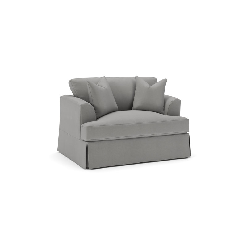 Lucia Slipcovered Chair and a Half, Bayou Light Gray Canvas