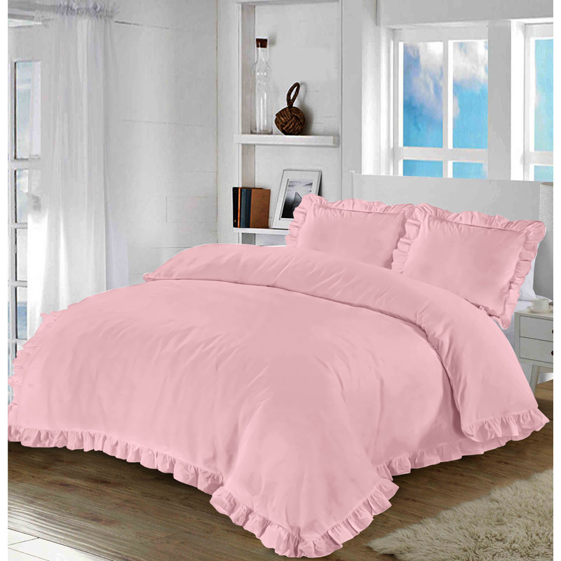 Bechtelsville Solid Colour Duvet Cover Set with Pillowcases, Single Duvet Cover + 1 Standard Pillowcase, Pink
