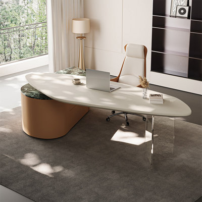 78.74"Modern minimalist custom-shaped executive desk
