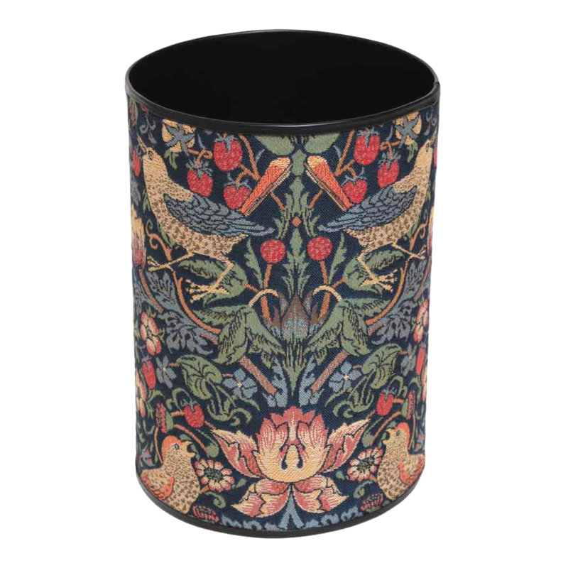 Strawberry Thief Tapestry Umbrella Stand/Waste Bin, 29cmH x 20cmW, Black Floral