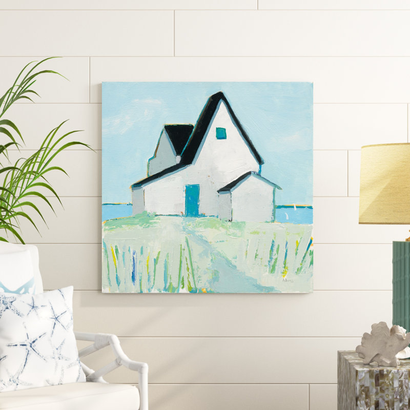 " Cottage by the Sea " Mixed Media Painting, 36" H x 36" W x 1.25" D