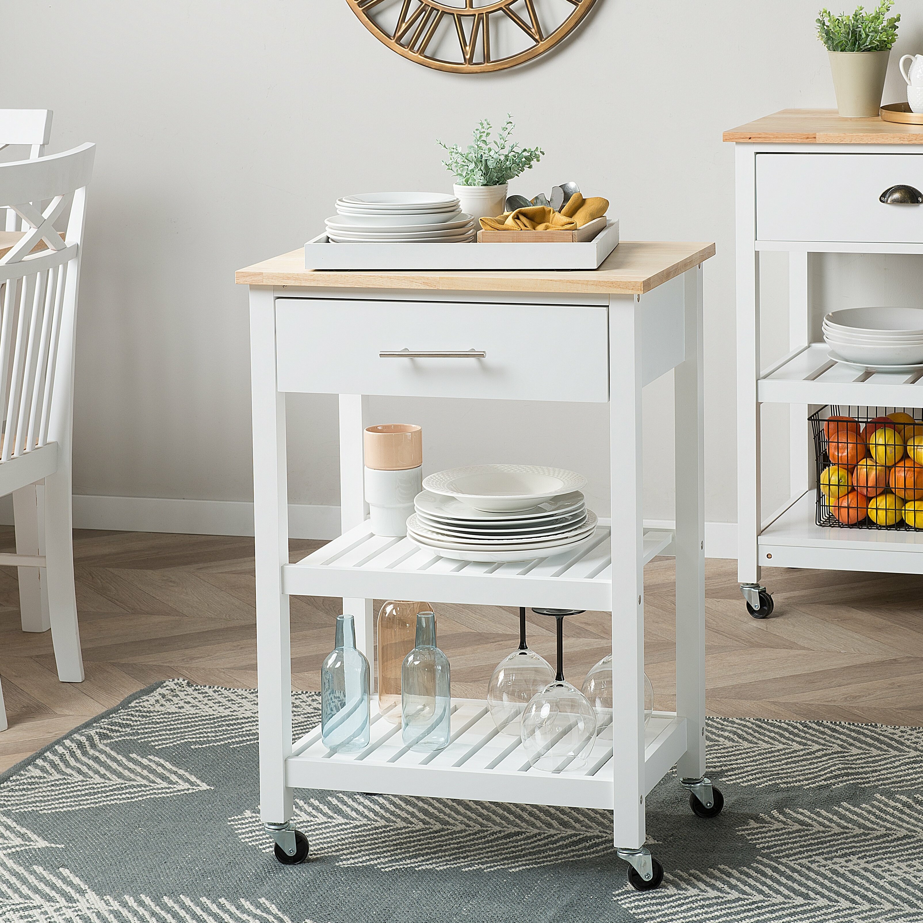 Brambly Cottage Clio Solid Wood Kitchen Cart & Reviews | Wayfair.co.uk