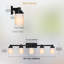 Luminaires de salle de bain 5 lumières au-dessus d'un miroir, lumières de meuble-lavabo noires pour appliques murales de salle de bain avec abat-jour en verre blanc laiteux, douille E26 (ampoules non incluses)-606477762-606477363-606477366