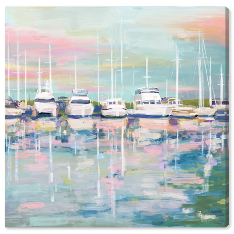 Art Remedy Coastal Dock Pastel Canvas Wall Art, 40" x 40"