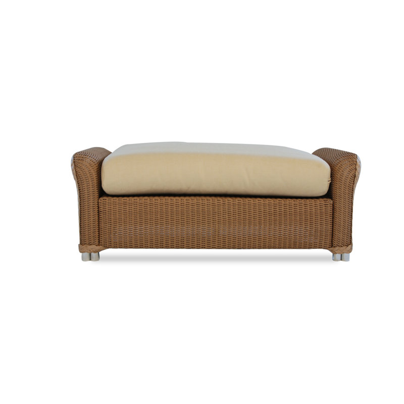 Reflections Outdoor Ottoman, White, Demo Oatmeal