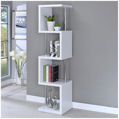 Bibliothèque blanche et chrome à 4 niveaux