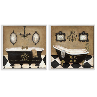 Elegant Bathroom with Chandeliers 2pc Framed Giclee Set, design by Janet Tava