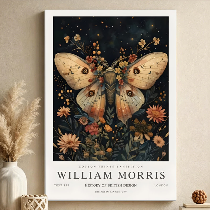 Impression sur toile «Floral Butterfly Blooms» d'inspiration victorienne