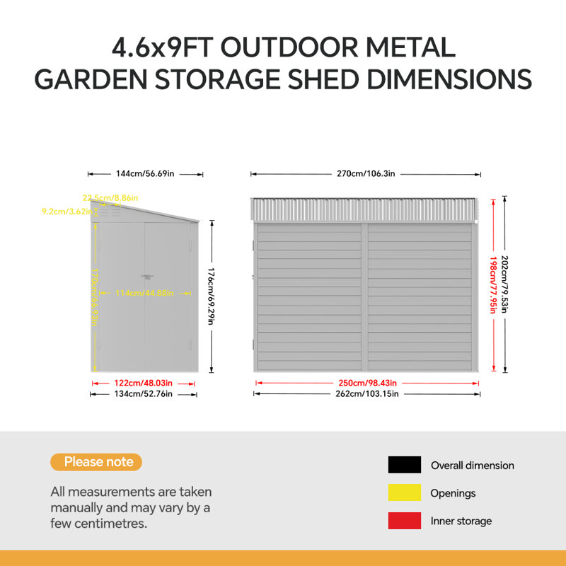 White Wall-Leaning Half-Slope Metal Tool Shed