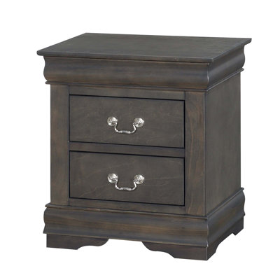 Traditional Classic Finish 2-Drawers Nightstand, Sleek and Space-Saving Wooden Bedroom Furniture with Metal Glides