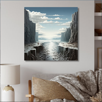Black White Cliff Jagged Solitude II - Landscapes Wall Art Living Room
