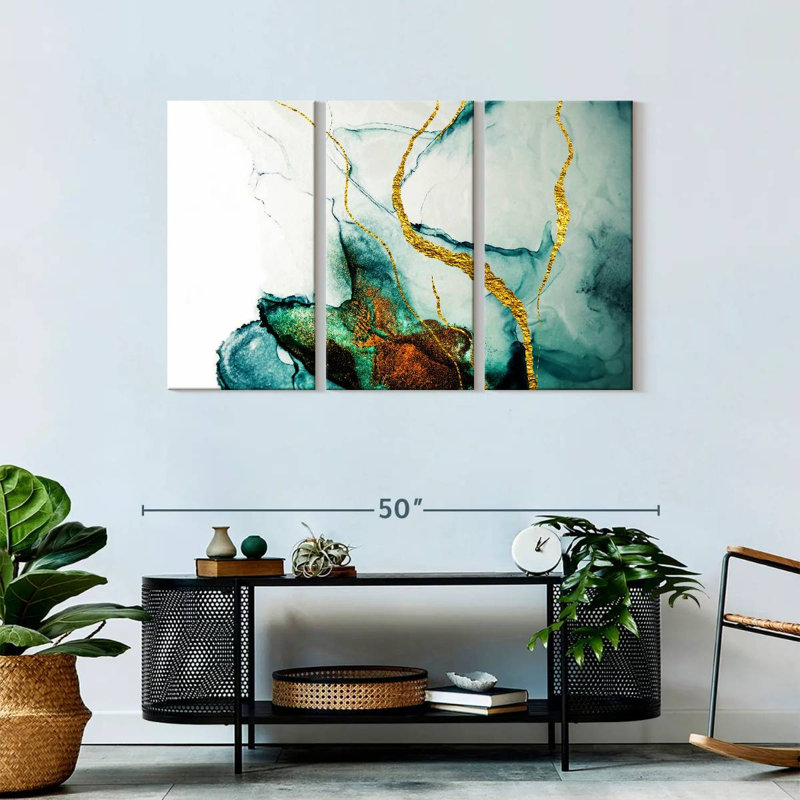 «Abstract Gold Streaks», reproduction d'art sur toile, H 45 po x l 28 po x P 1,25 po