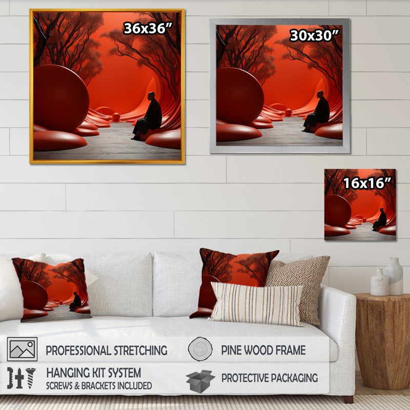 Décoration murale méditation zen, Cadre flottant noir, H 30 po x l 30 po