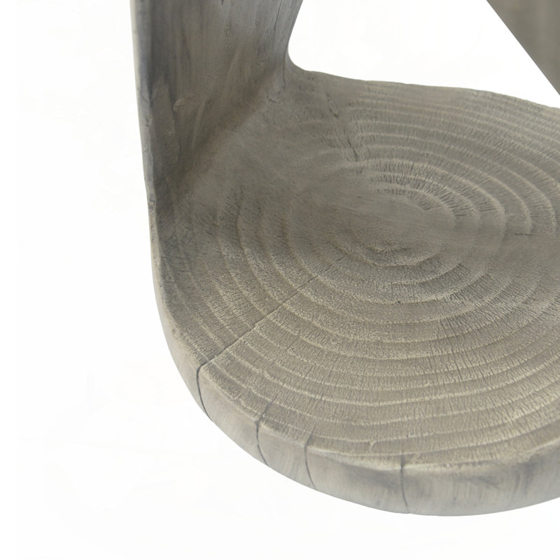 Wood-Like Texture MGO Hollow Side Table, Gray