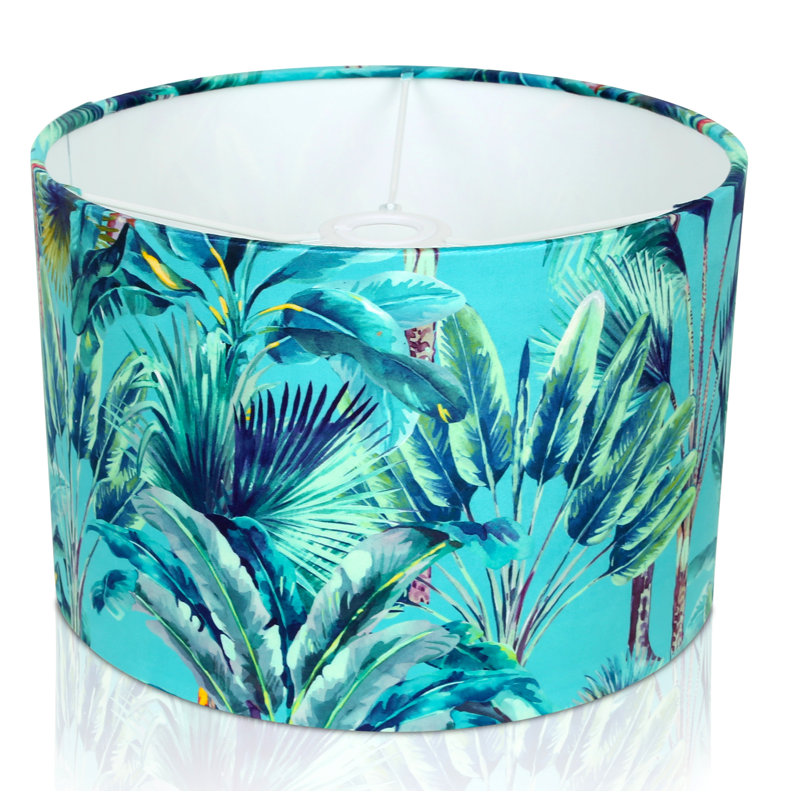 Velvet Drum Pendant Shade ( Screw On ) in Duck Egg, 23cm H x 35cm W x 35cm D