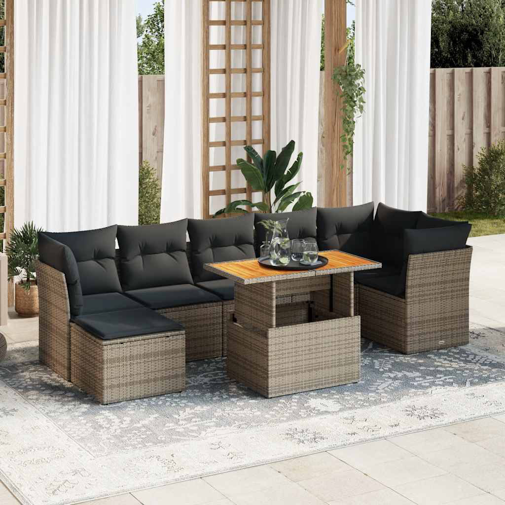 Vidaxl 8-Tlg. Garten-Sofagarnitur Mit Kissen Beige Poly Rattan