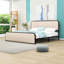 Lit plateforme en métal avec tête de lit tapissier, pieds centraux et rangement sous le lit-399178851-376905875