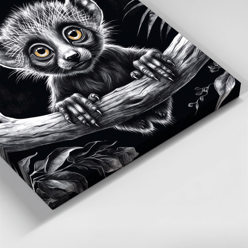 Art animalier sur toile noir, H 20 po x l 24 po