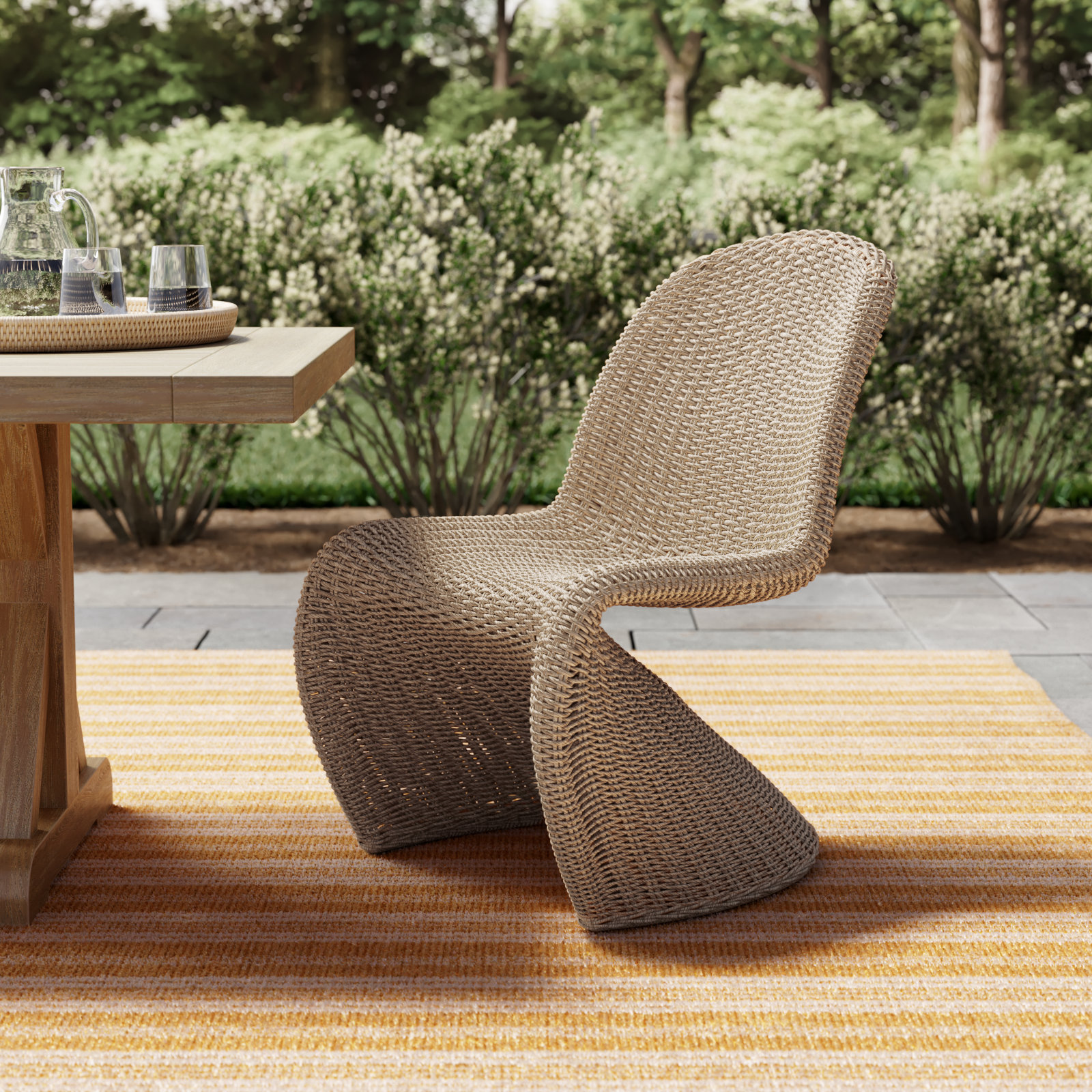 Daughtery Wicker Dining Side Chair, Vintage White