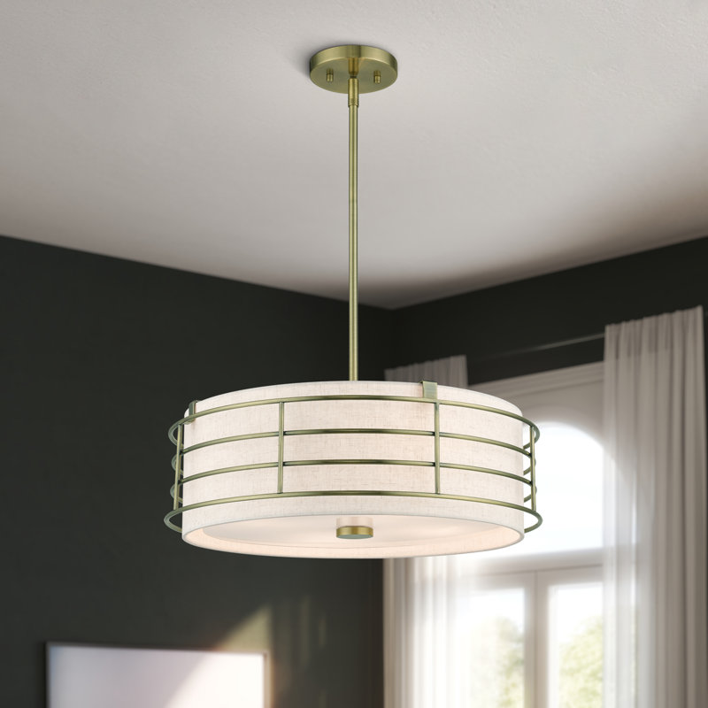 Belgrade 4 - Light Dimmable Drum Chandelier, Antique Brass