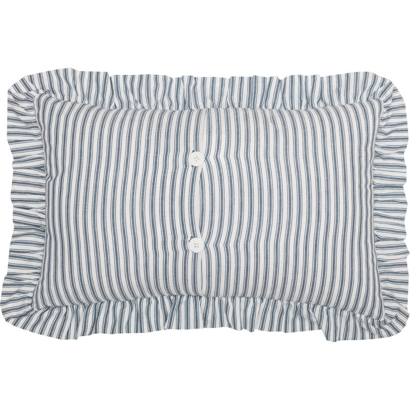 Vanora Faust Rectangular Cotton Pillow, Denim Blue/Soft White, Polyester/Polyfill