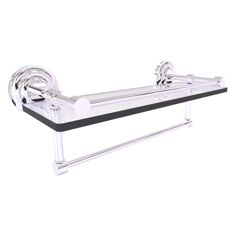Leamore Bracket Shelf with Towel Bar, Polished Chrome