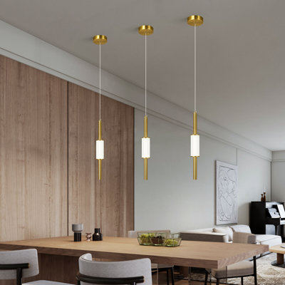 Luminaire suspendu moderne en or pour îlot de cuisine Mini luminaires suspendus en acrylique Îlot de cuisine Luminaire suspendu à DEL à intensité variable de 6 000 K pour la salle à manger
