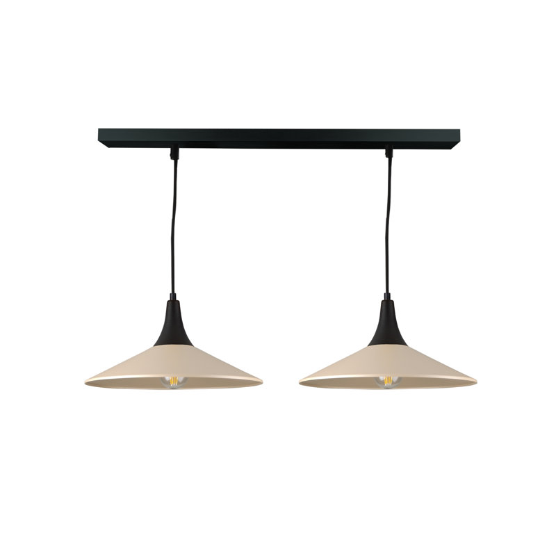 - Light Matte Black Dome Pendant, Black/Latte, 120cm H x 105cm W x 36cm D, 2 Lights