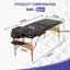Table de massage 2 sections de lit de tatoo pliable Lit de massage portatif réglable de 73 po avec cadre en bois de polyuréthane, dossier en bois et appui-tête réglables pour les soins du visage
