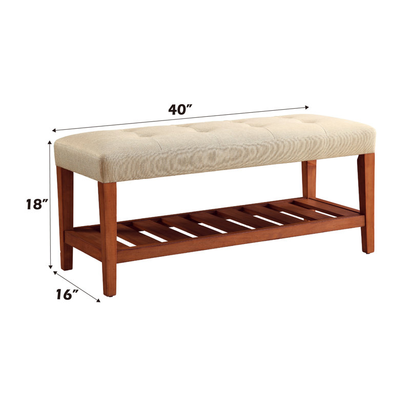 Banc en tissu et finition chêne Charla