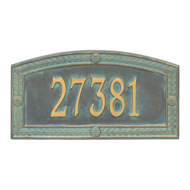 Plaque d'adresse murale sur 1 ligne Hamilton, Bronze, vert-de-gris, Oui