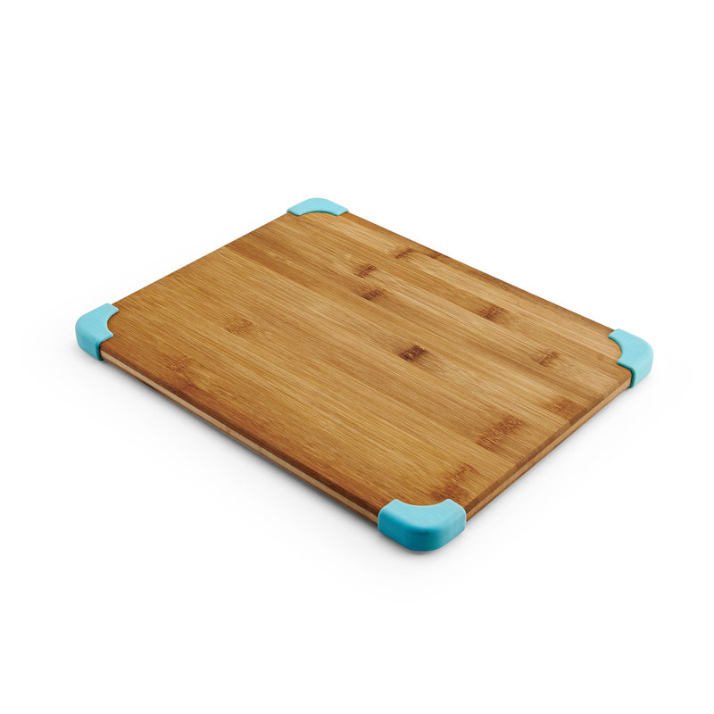 Farberware Bamboo Non-Slip Cutting Board, Aqua Sky