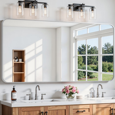 Lunara 1.18" Deep Rounded Corner Rectangular Bathroom Wall Mirror with Premium Tempered Glass & Aluminum Alloy Framed