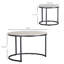 Ensemble de 2 tables gigognes rondes empilables avec cadre en métal pour le salon, gris