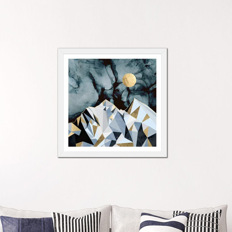 Midnight Peaks - impression d'art graphique, Papier encadré blanc, Blanc, H 24 po x l 24 po x p 1 po