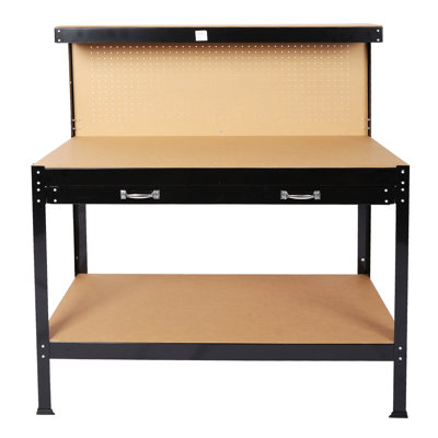 Établi 115 cm, capacité de charge de 300 lb, acier noir solide, imperméable et antirouille, équipement de bureau de table à usage commercial