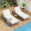 de chaises longues réglables en bois d'acacia-853772159