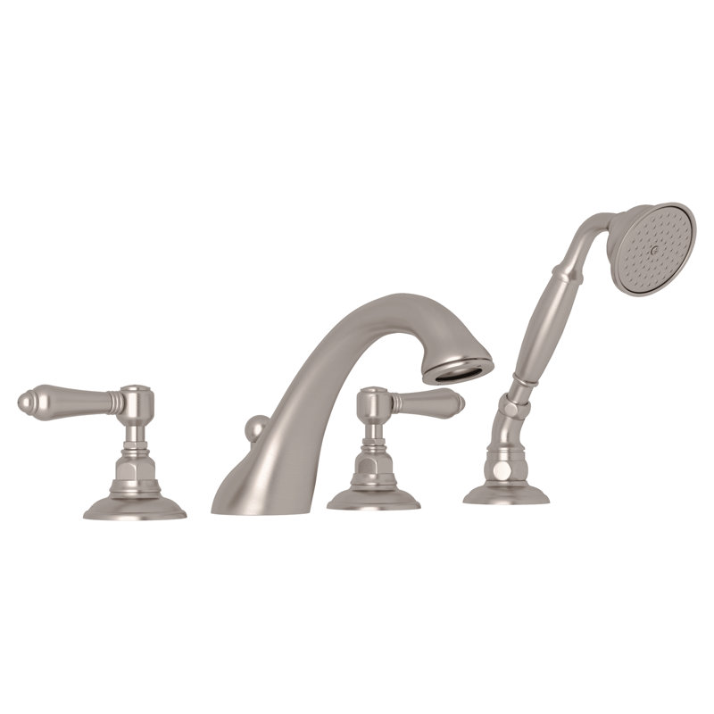 Viaggio 4-Hole Deck Mount Tub Filler, Satin Nickel