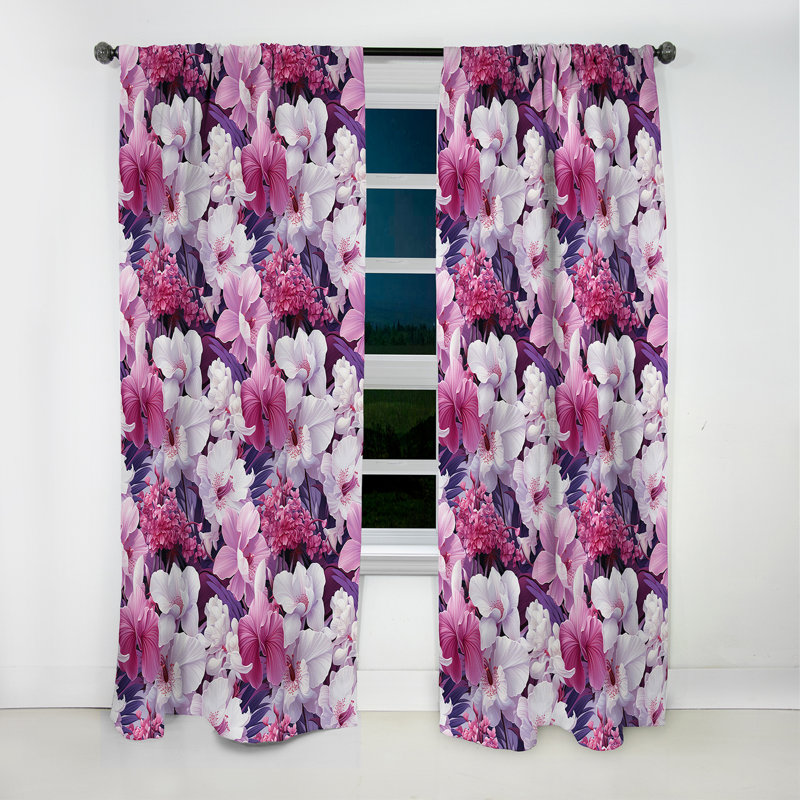 Orchid Dreams Tropical Motif I - Rideau floral - Rideau occultant floral - 1 panneau, L 52 po x L 90 po