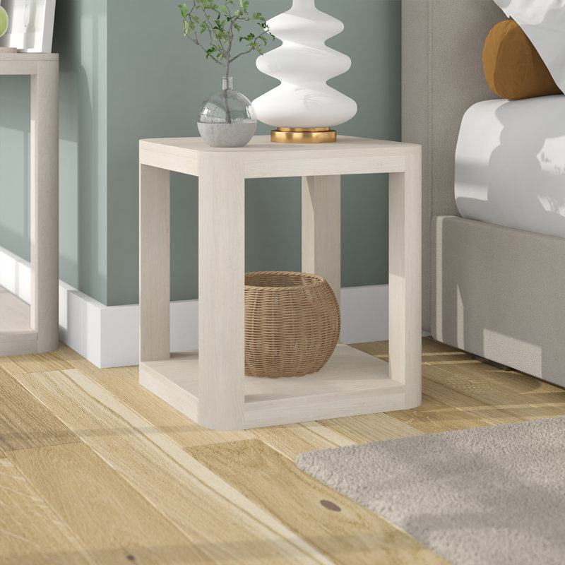 Table d'appoint carrée en aulne Sophiaisabelle, Blanc