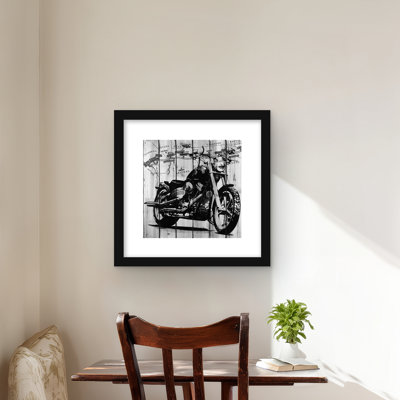 Imprimé mat gris avec cadre moto | Art mural Home Decor