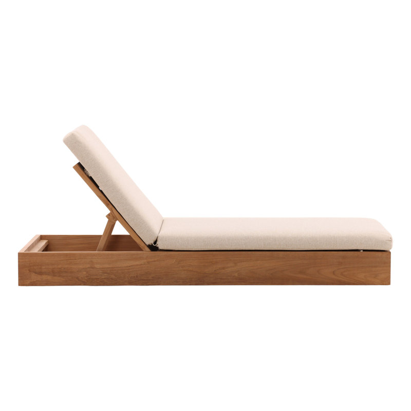 Darlene Teak Wood Outdoor Chaise, Sand