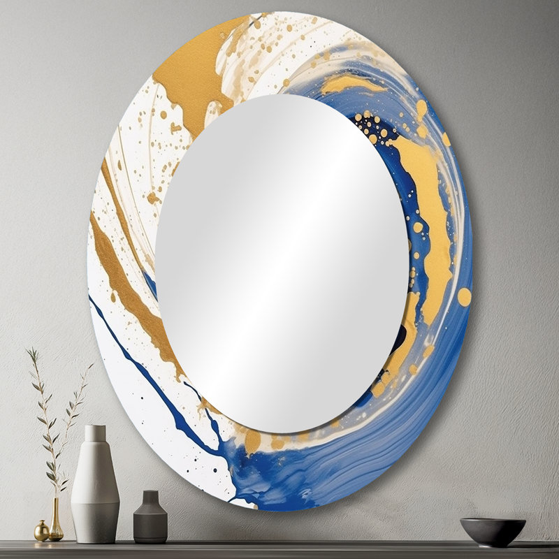 Lunaire - Miroir abstrait en métal, 43 po x 33 po