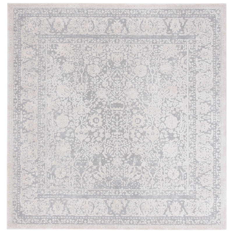 Calidia Power Loom Light Gray/Cream Rug, Square 8'