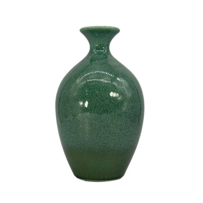 Vase décoratif en céramique émaillée verte de 11 po