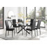 Lenworth Glass Rectangular Dining Table Set with 6 Quilted Velvet Dining Chairs