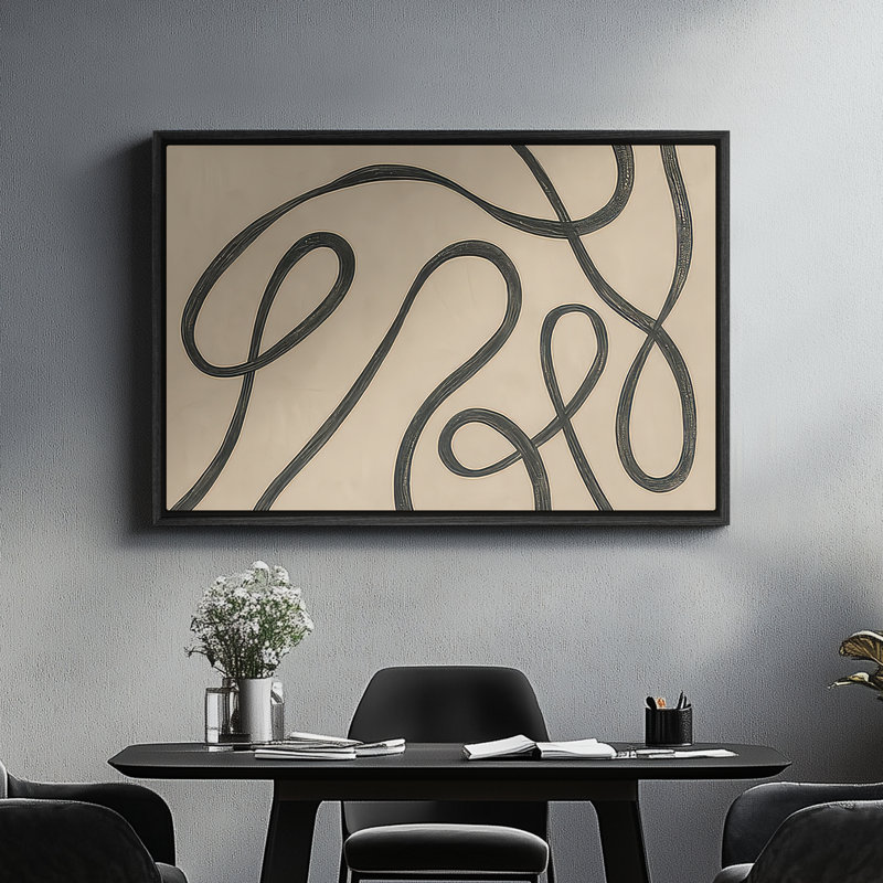 Framed Canvas Wall Art - Vintage Abstract Wall Prints for Bedroom - 24"x36", Black