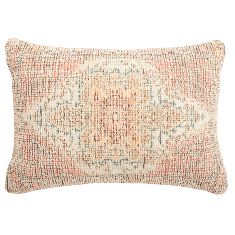 Ara 16 x 22 Inch Rust Cotton & Polyester Lumbar Pillow
