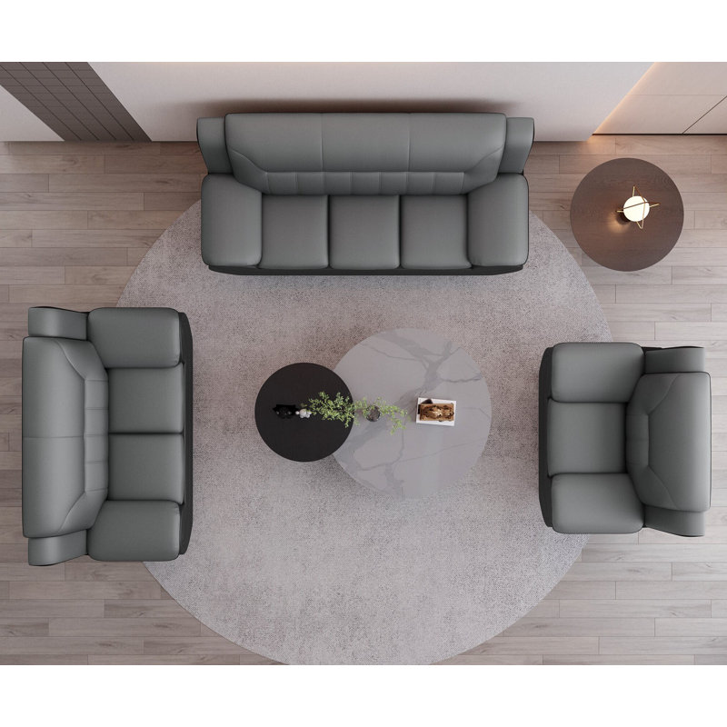 Faux Leather Armchair, Gray/Black Faux Leather