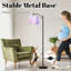 Lampe sur pied à arc avec abat-jour réglable Lampe sur pied en marbre de couleur rose lavande liquide abstrait à 3 températures de couleur à intensité variable avec interrupteur au pied pour chambre à coucher